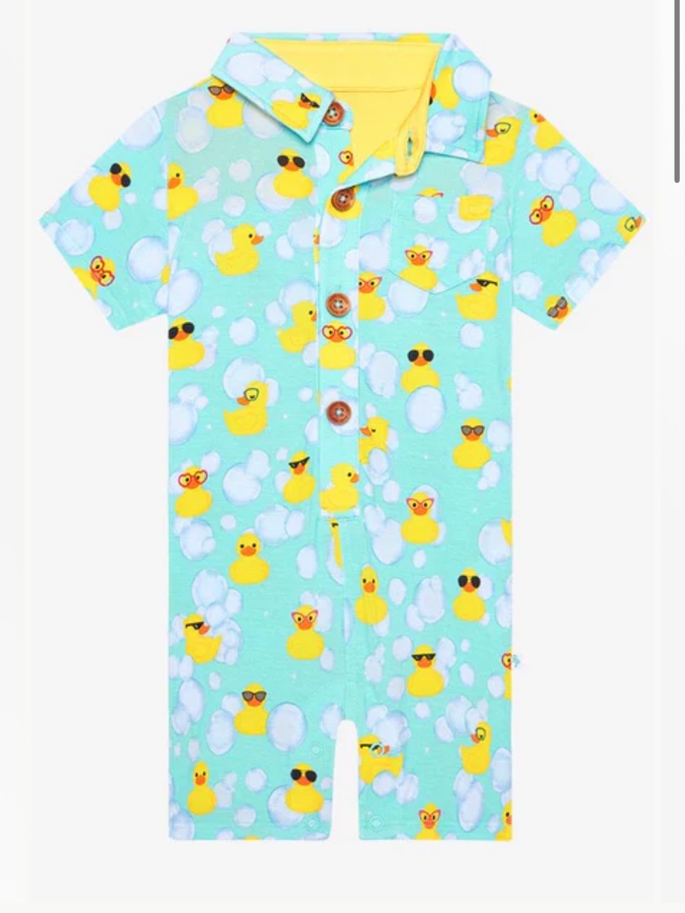 Posh Peanut Mint & Yellow Duck Print One-Piece